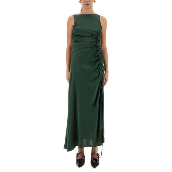 green emerald velvet dress GANNI 